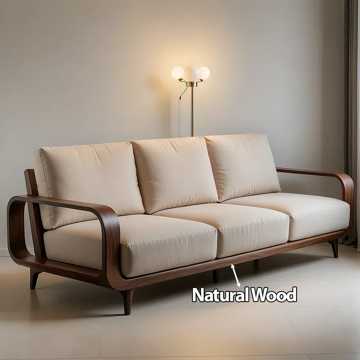 Handcrafted Solid Wood Cotton Sofa – Rustic Minimalist Design - Rustiracraft 