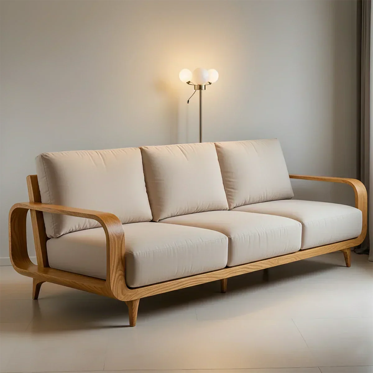Handcrafted Solid Wood Cotton Sofa – Rustic Minimalist Design - Rustiracraft 