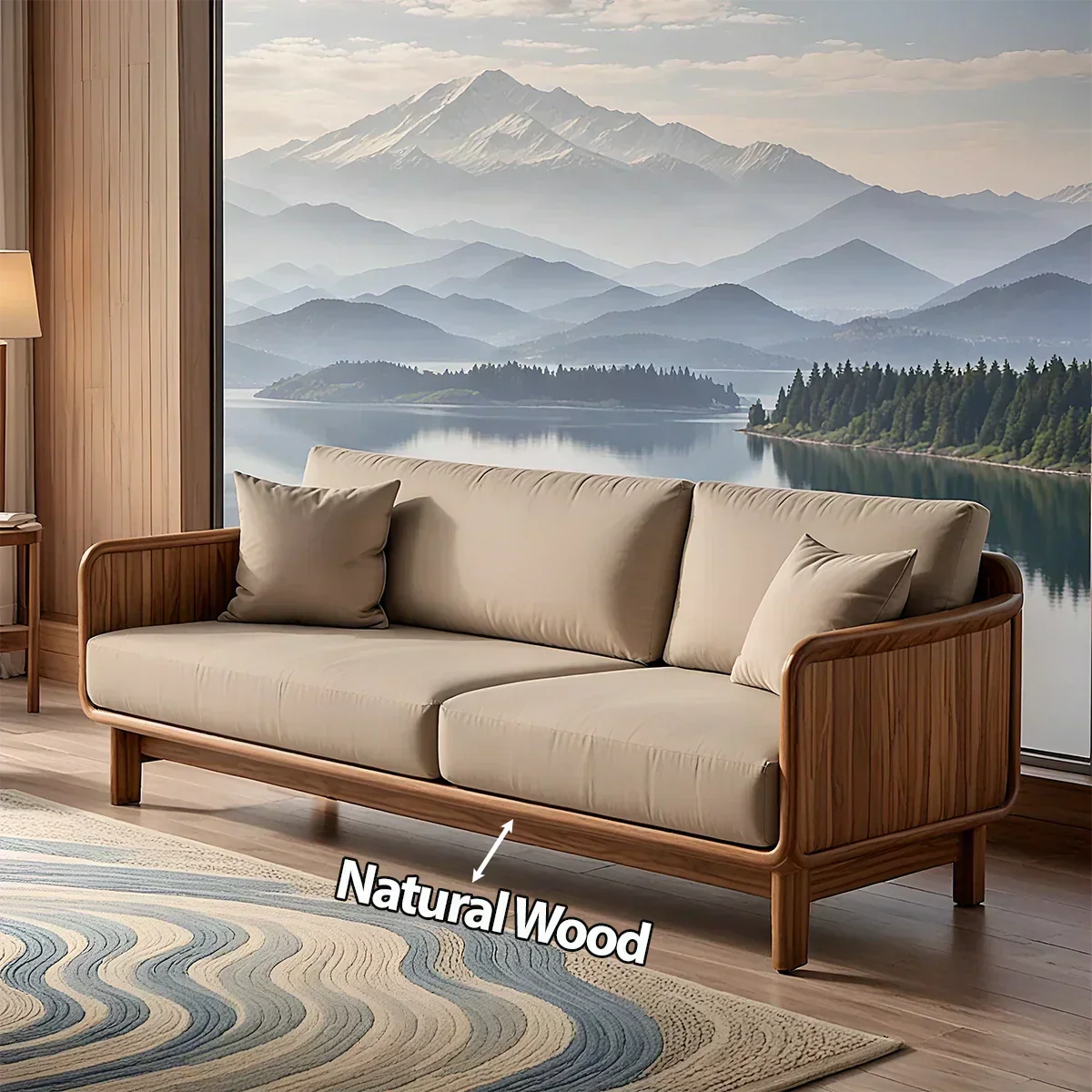 Handcrafted Solid Wood Cotton Sofa – Rustic Minimalist Design - Rustiracraft 
