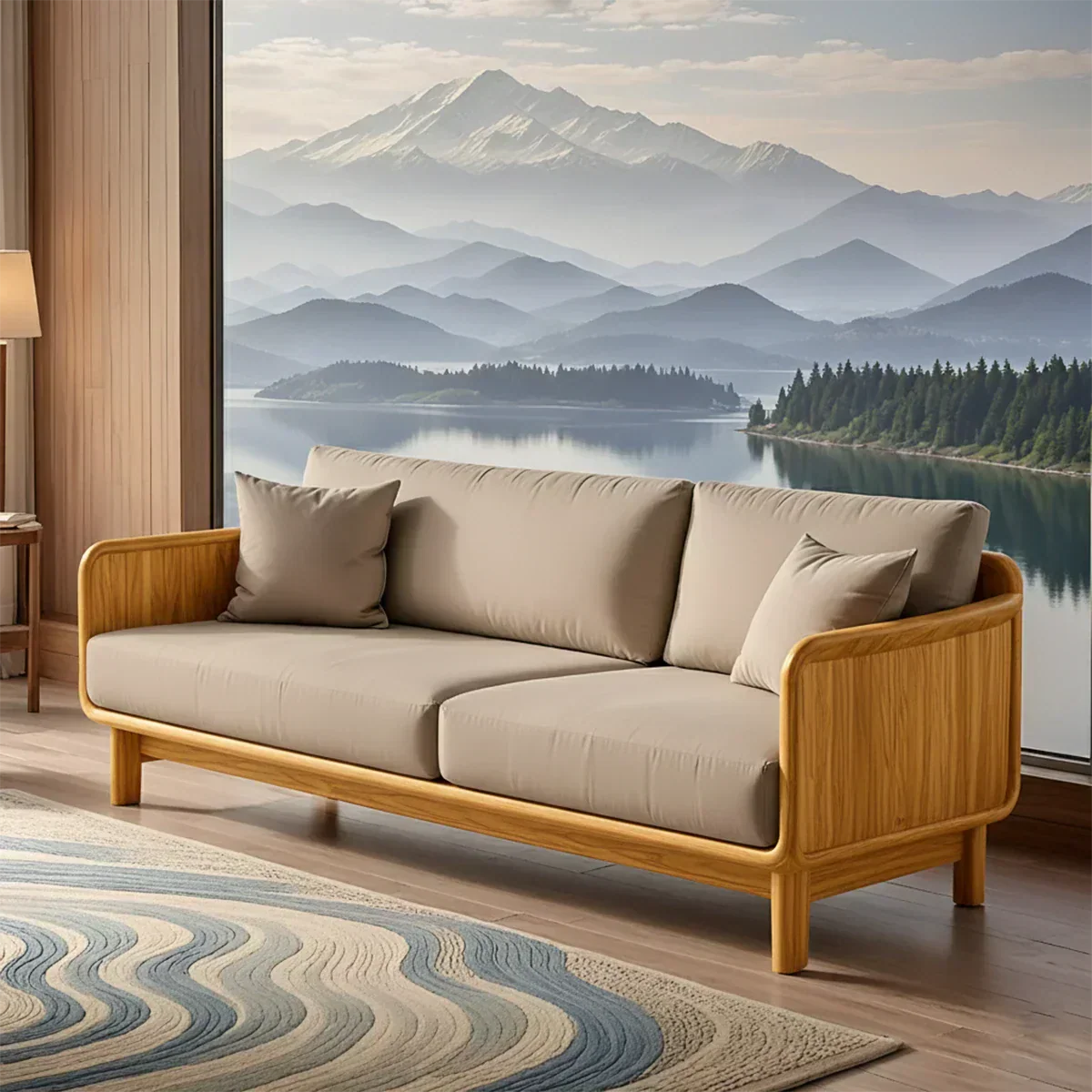 Handcrafted Solid Wood Cotton Sofa – Rustic Minimalist Design - Rustiracraft 