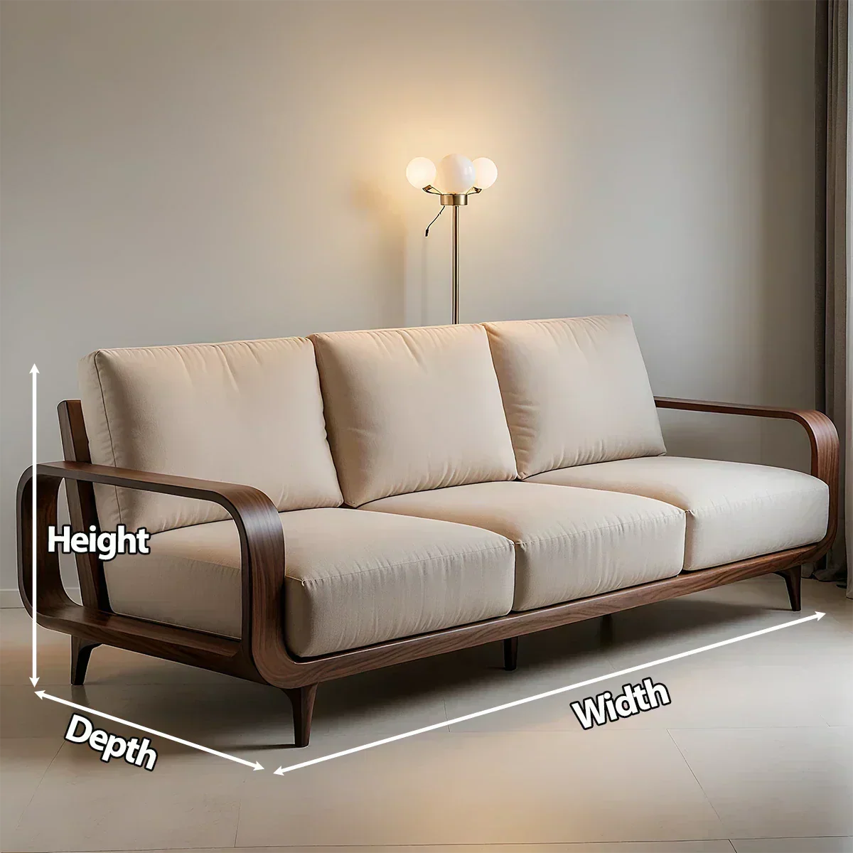 Handcrafted Solid Wood Cotton Sofa – Rustic Minimalist Design - Rustiracraft