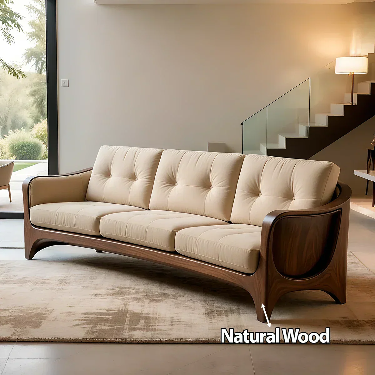 Handcrafted Solid Wood Cotton Sofa – Rustic Modern Comfort - Rustiracraft 