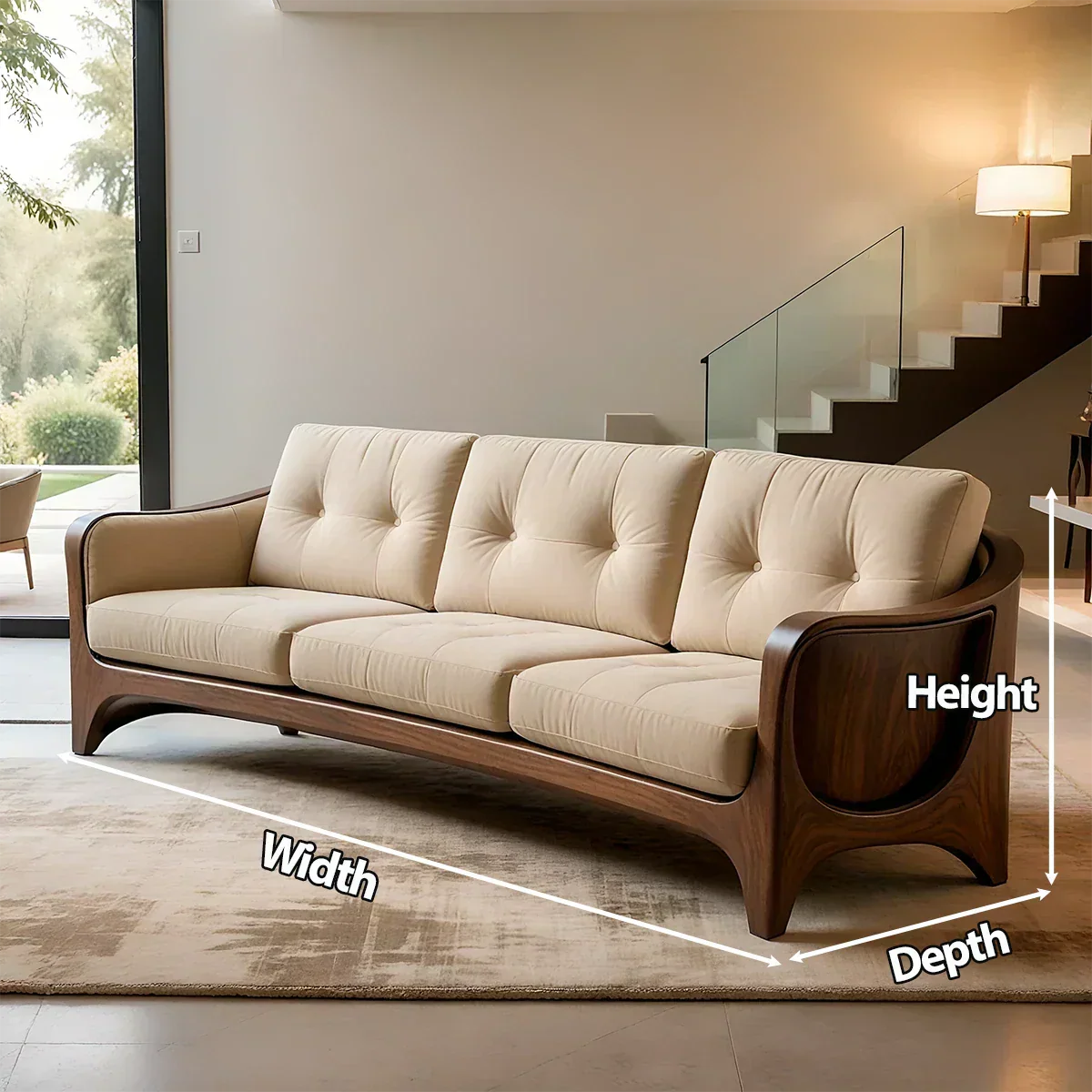 Handcrafted Solid Wood Cotton Sofa – Rustic Modern Comfort - Rustiracraft 
