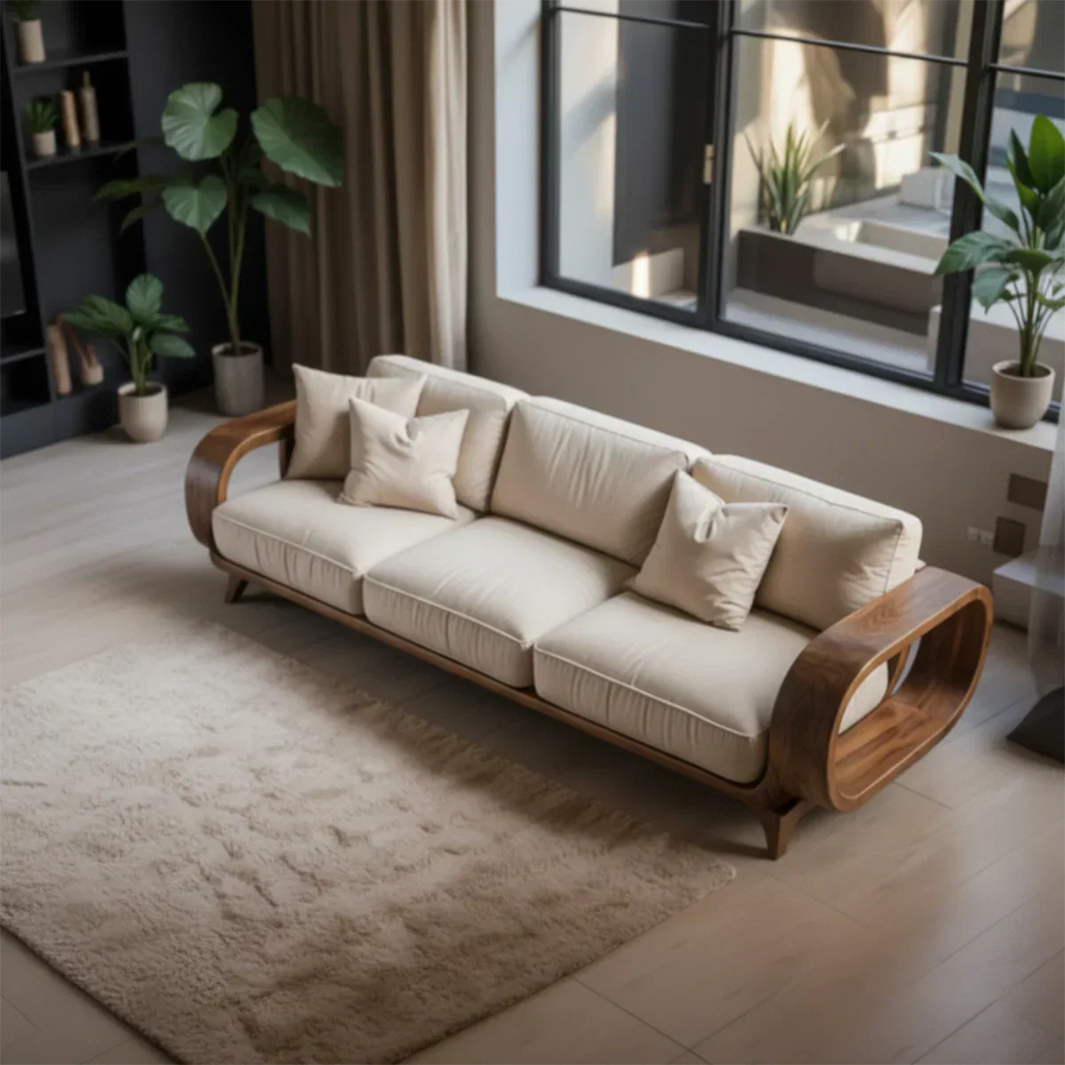 Handcrafted Solid Wood Cotton Sofa – Rustic Modern Living - Rustiracraft 
