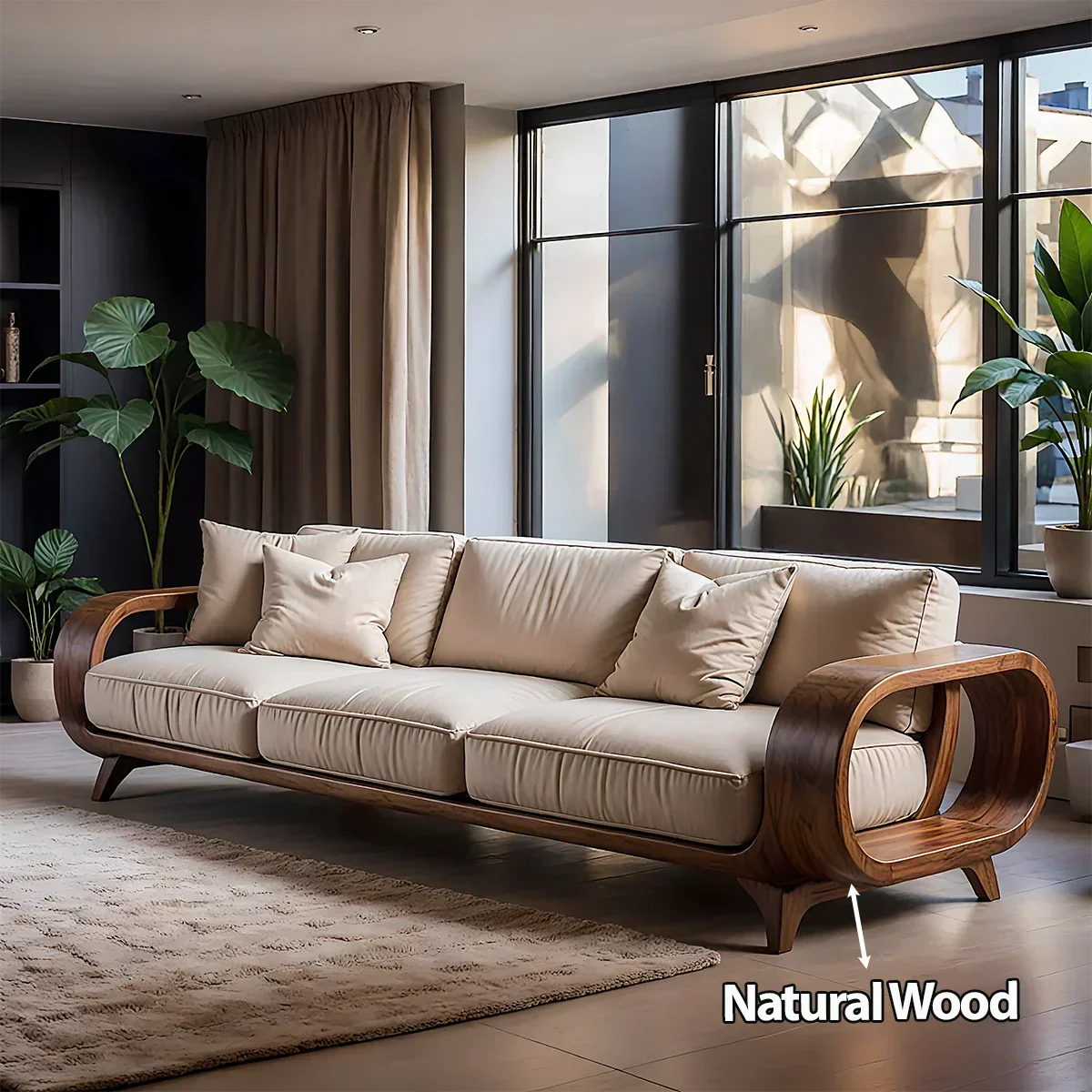Handcrafted Solid Wood Cotton Sofa – Rustic Modern Living - Rustiracraft 