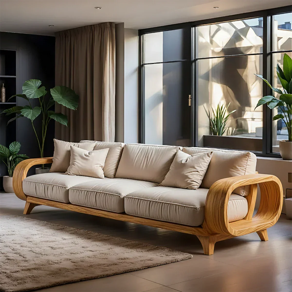 Handcrafted Solid Wood Cotton Sofa – Rustic Modern Living - Rustiracraft 