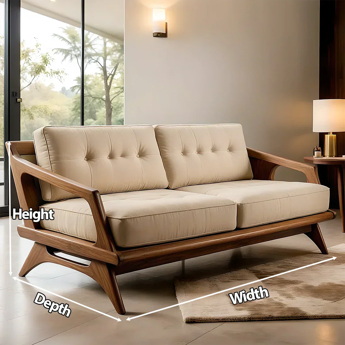 Handcrafted Solid Wood Cotton Sofa – Rustic Modern Minimalist Design - Rustiracraft 