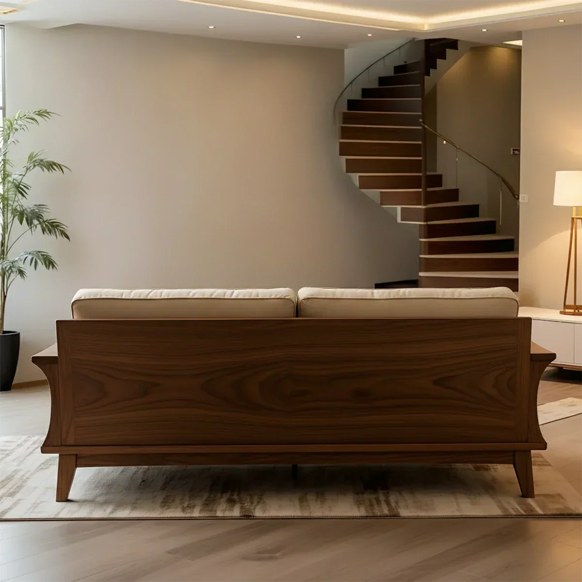 Handcrafted Solid Wood Cotton Sofa – Rustic Modern Minimalist Design - Rustiracraft 