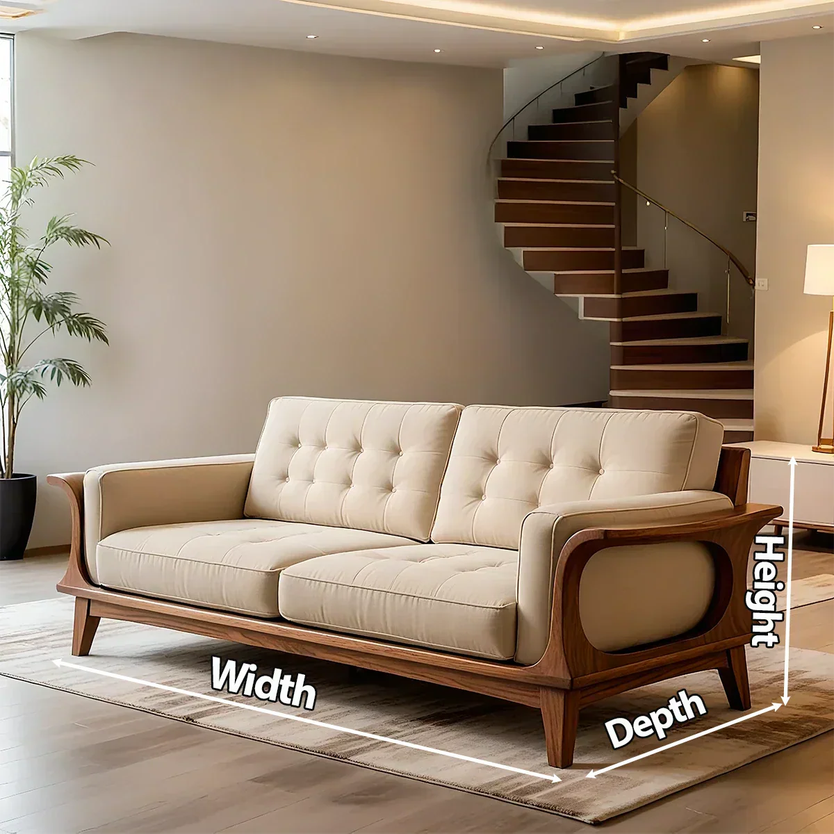 Handcrafted Solid Wood Cotton Sofa – Rustic Modern Minimalist Design - Rustiracraft 