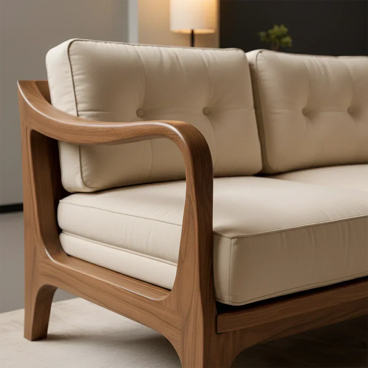 Handcrafted Solid Wood Cotton Sofa – Rustic Modern Minimalist - Rustiracraft 