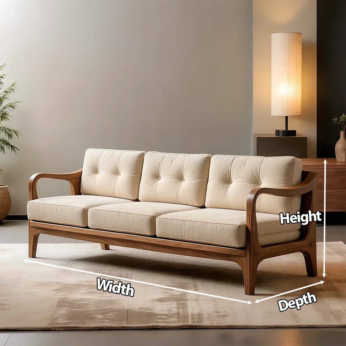 Handcrafted Solid Wood Cotton Sofa – Rustic Modern Minimalist - Rustiracraft 