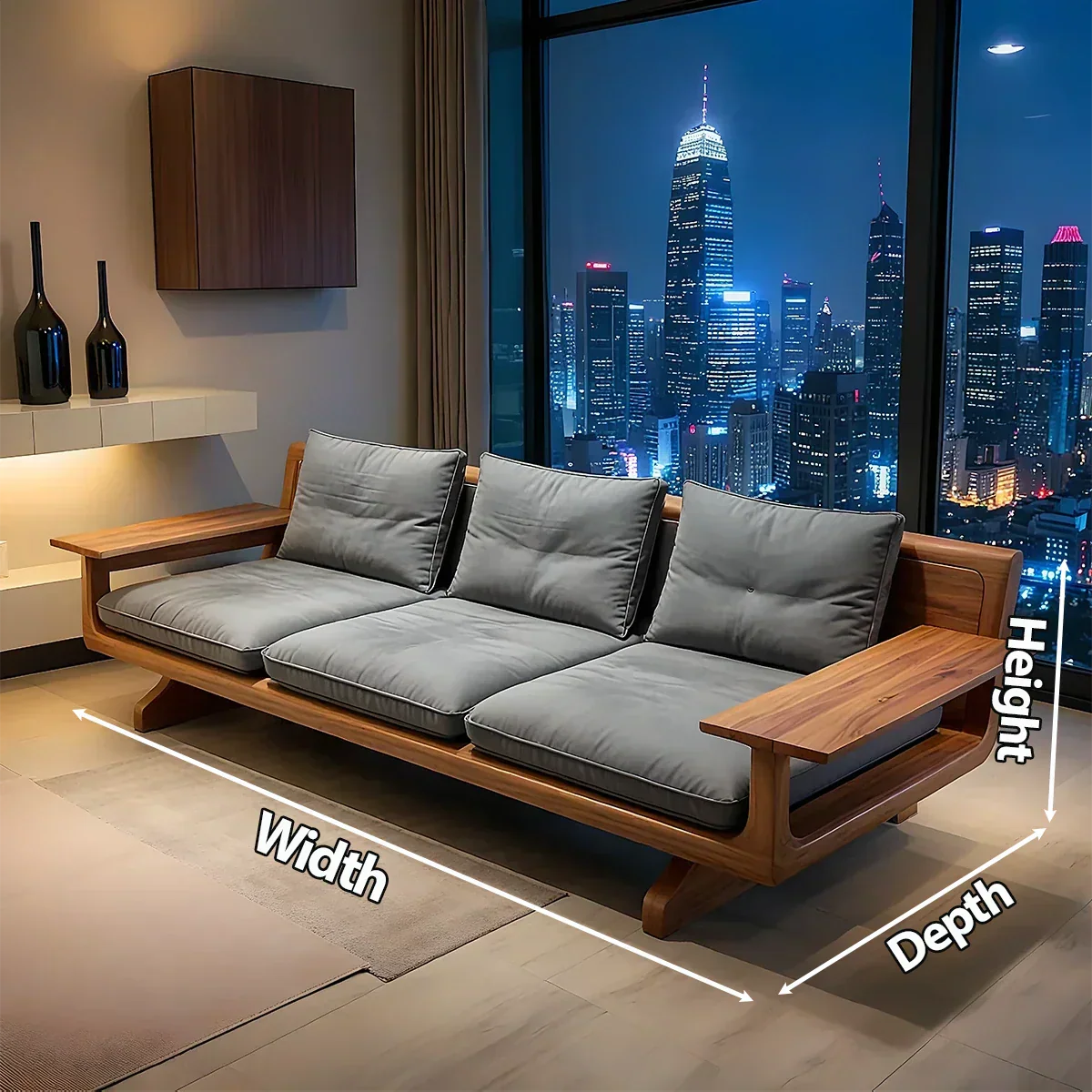 Handcrafted Solid Wood Cotton Sofa – Rustic Modern Minimalist - Rustiracraft 