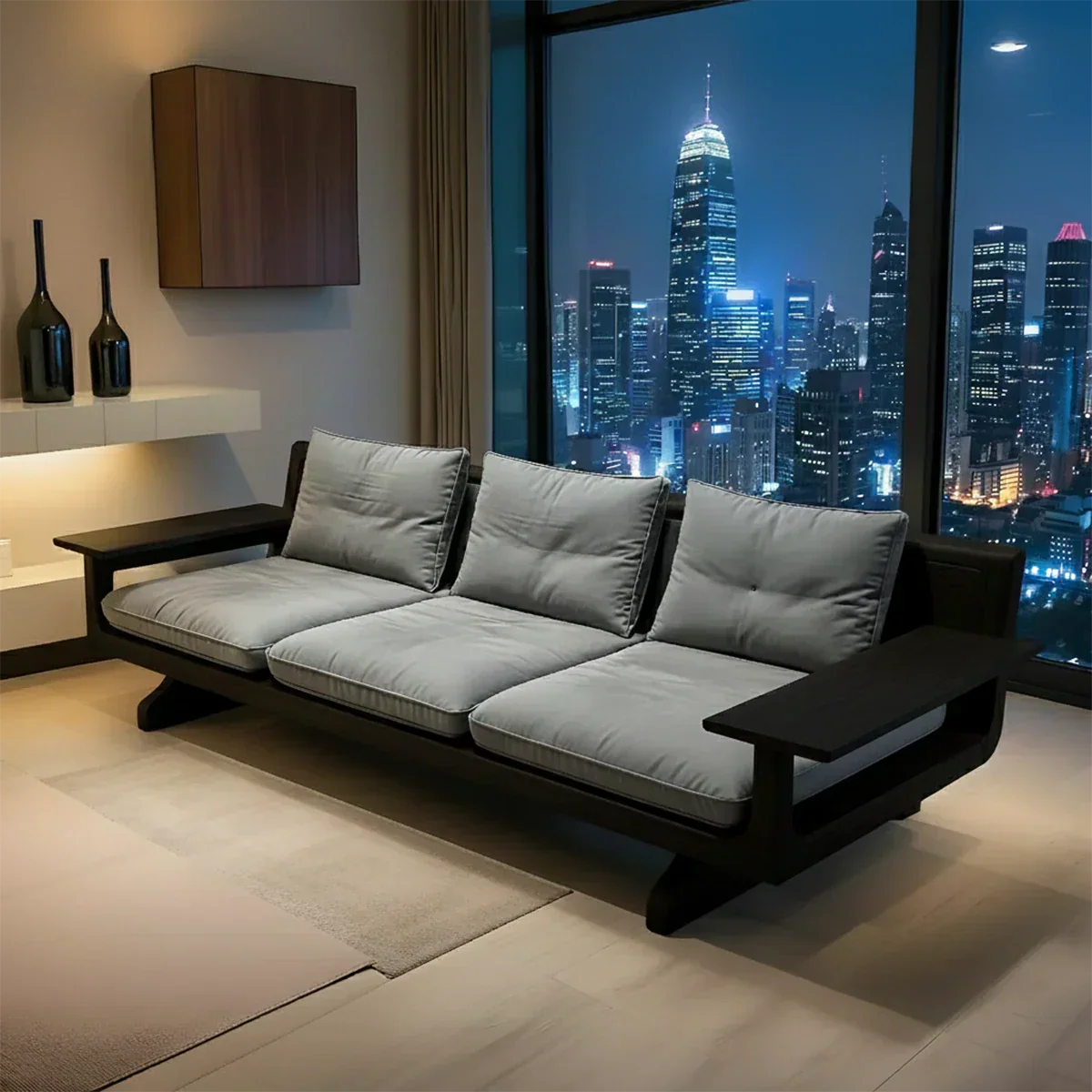Handcrafted Solid Wood Cotton Sofa – Rustic Modern Minimalist - Rustiracraft 