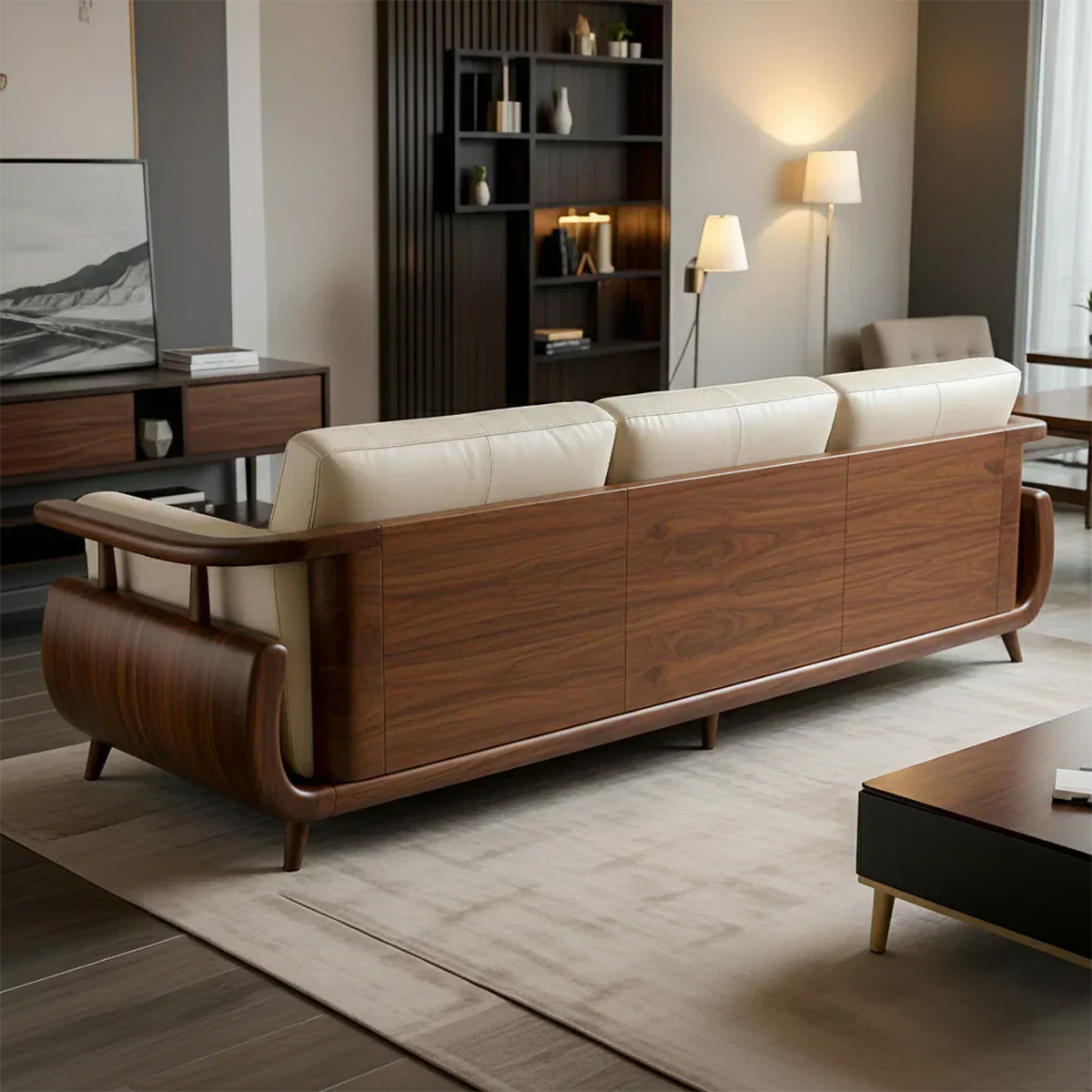 Handcrafted Solid Wood Leather Sofa – Rustic Modern Premium Design - Rustiracraft 
