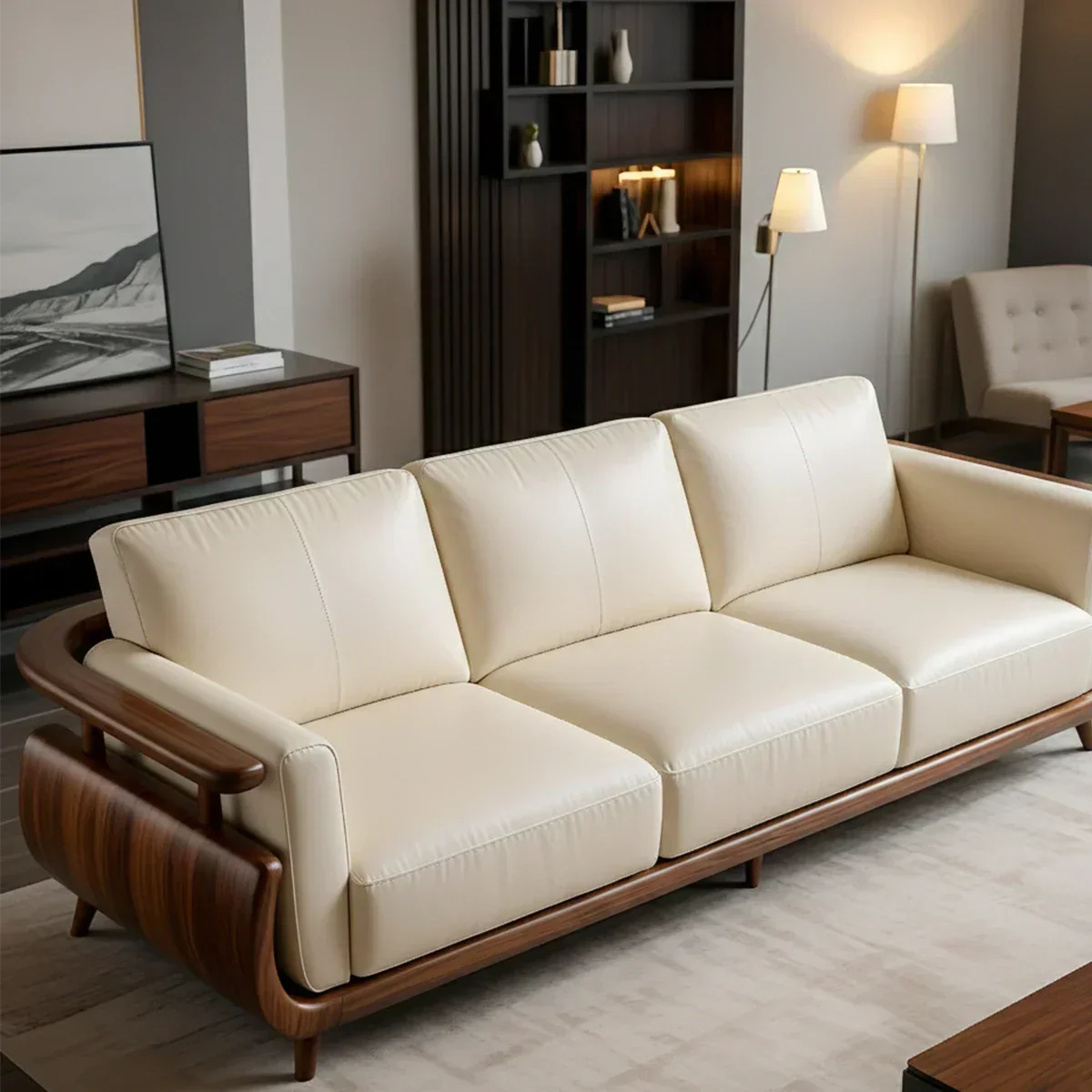 Handcrafted Solid Wood Leather Sofa – Rustic Modern Premium Design - Rustiracraft 