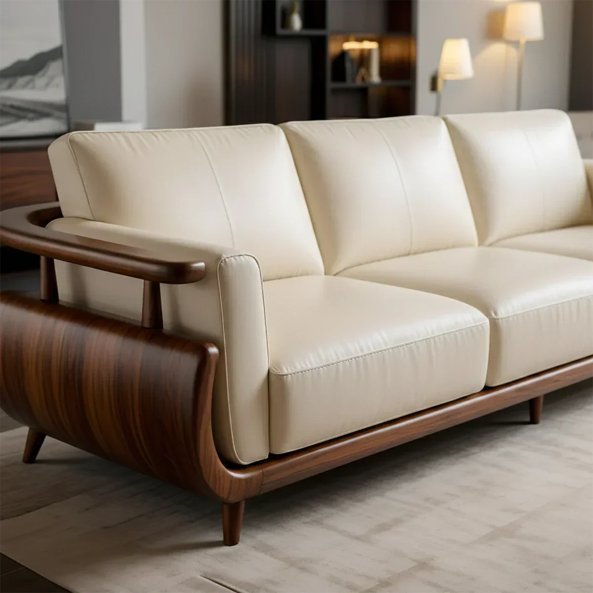 Handcrafted Solid Wood Leather Sofa – Rustic Modern Premium Design - Rustiracraft 