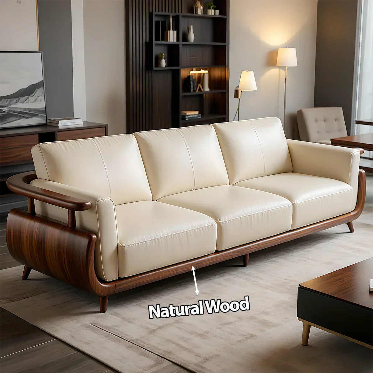 Handcrafted Solid Wood Leather Sofa – Rustic Modern Premium Design - Rustiracraft 