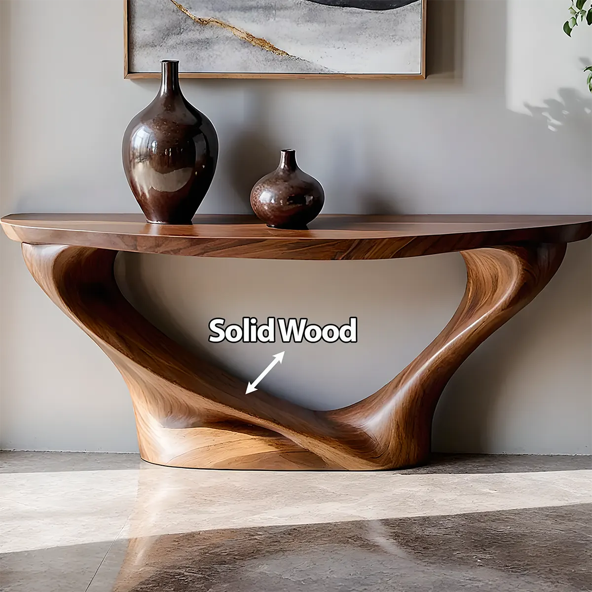 Harmony Arc Walnut Console Table – Handcrafted Elegance - Rustiracraft 