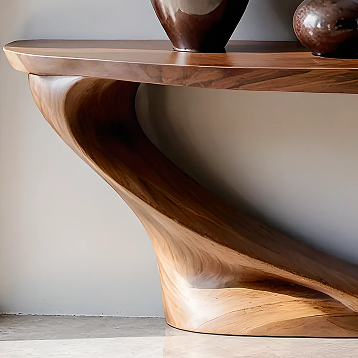 Harmony Arc Walnut Console Table – Handcrafted Elegance - Rustiracraft 