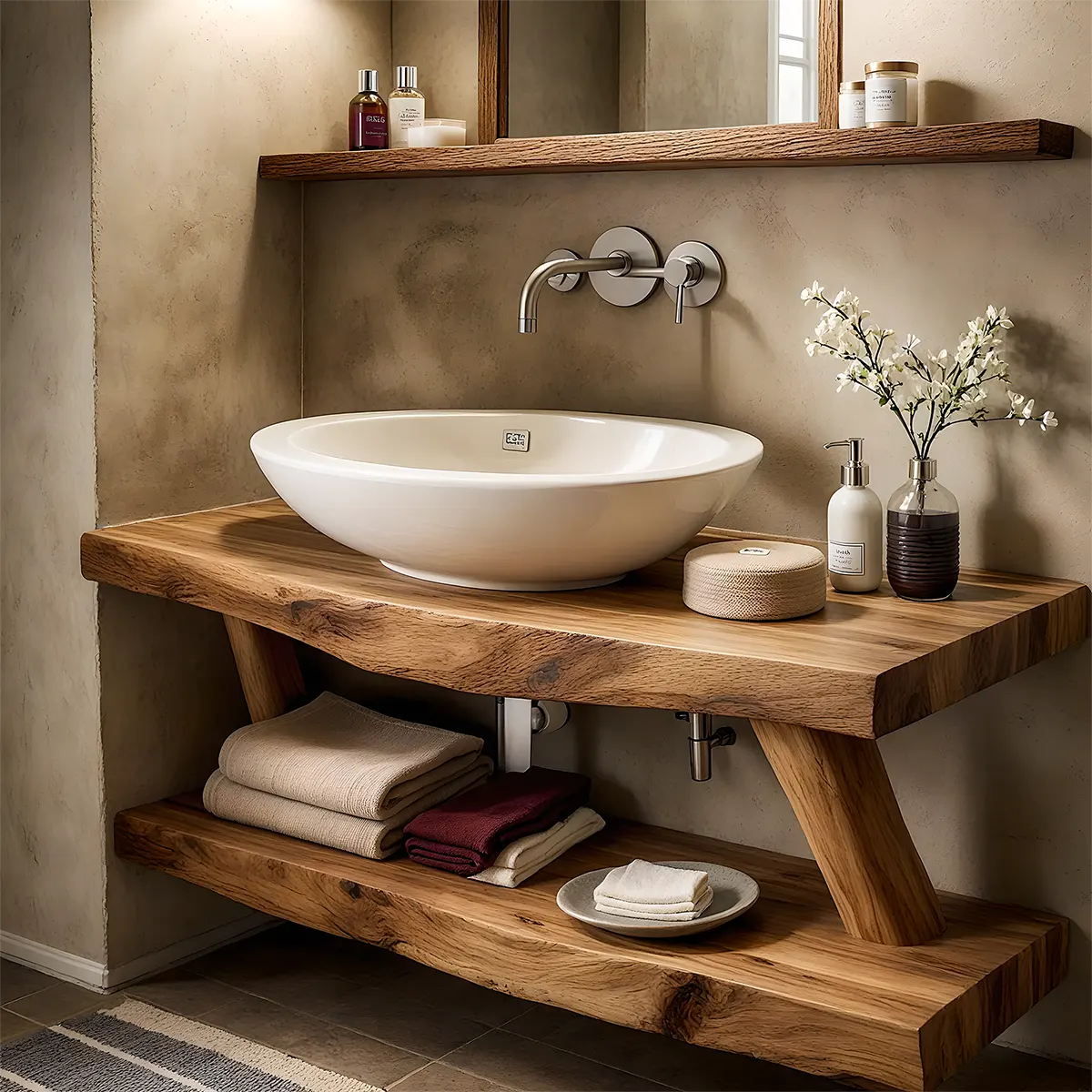 Harmony Oak Vanity – Solid Wood Spa Bathroom Design - Rustiracraft 