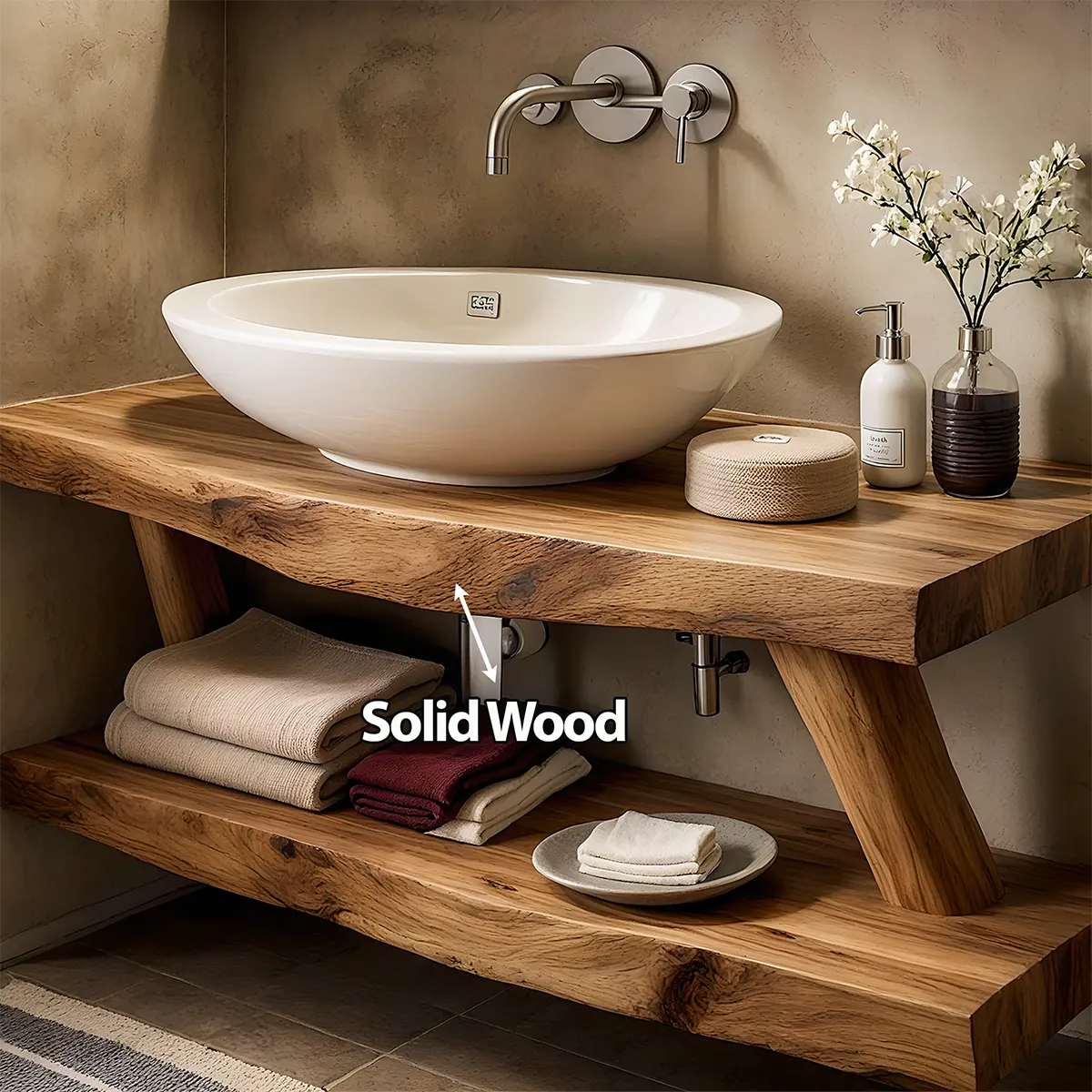 Harmony Oak Vanity – Solid Wood Spa Bathroom Design - Rustiracraft 