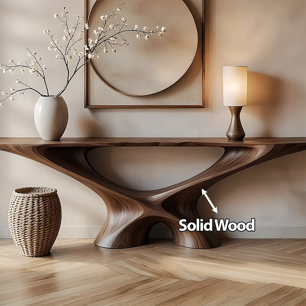 Infinity Loop Walnut Console Table – Sculptural Wood Design - Rustiracraft 