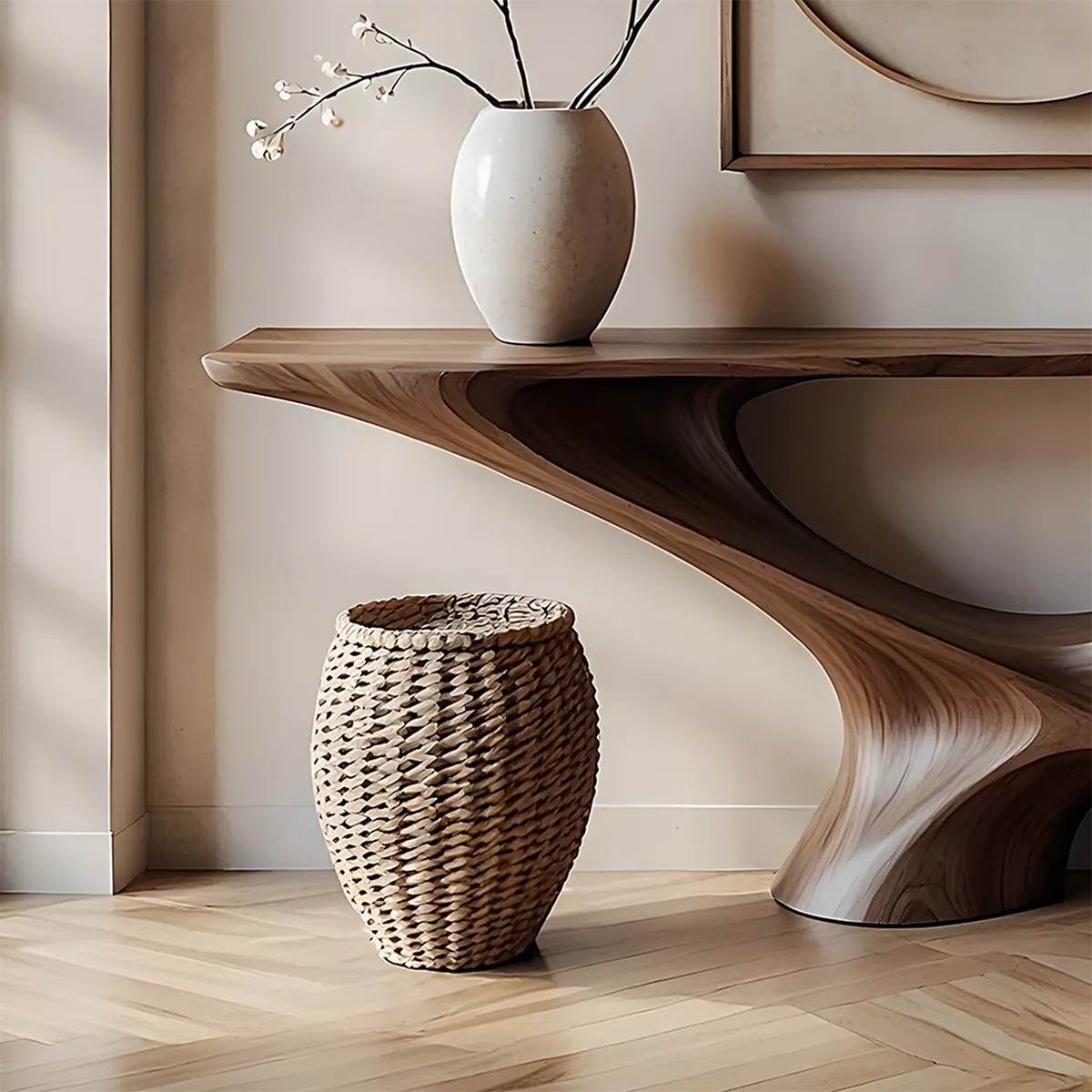 Infinity Loop Walnut Console Table – Sculptural Wood Design - Rustiracraft 