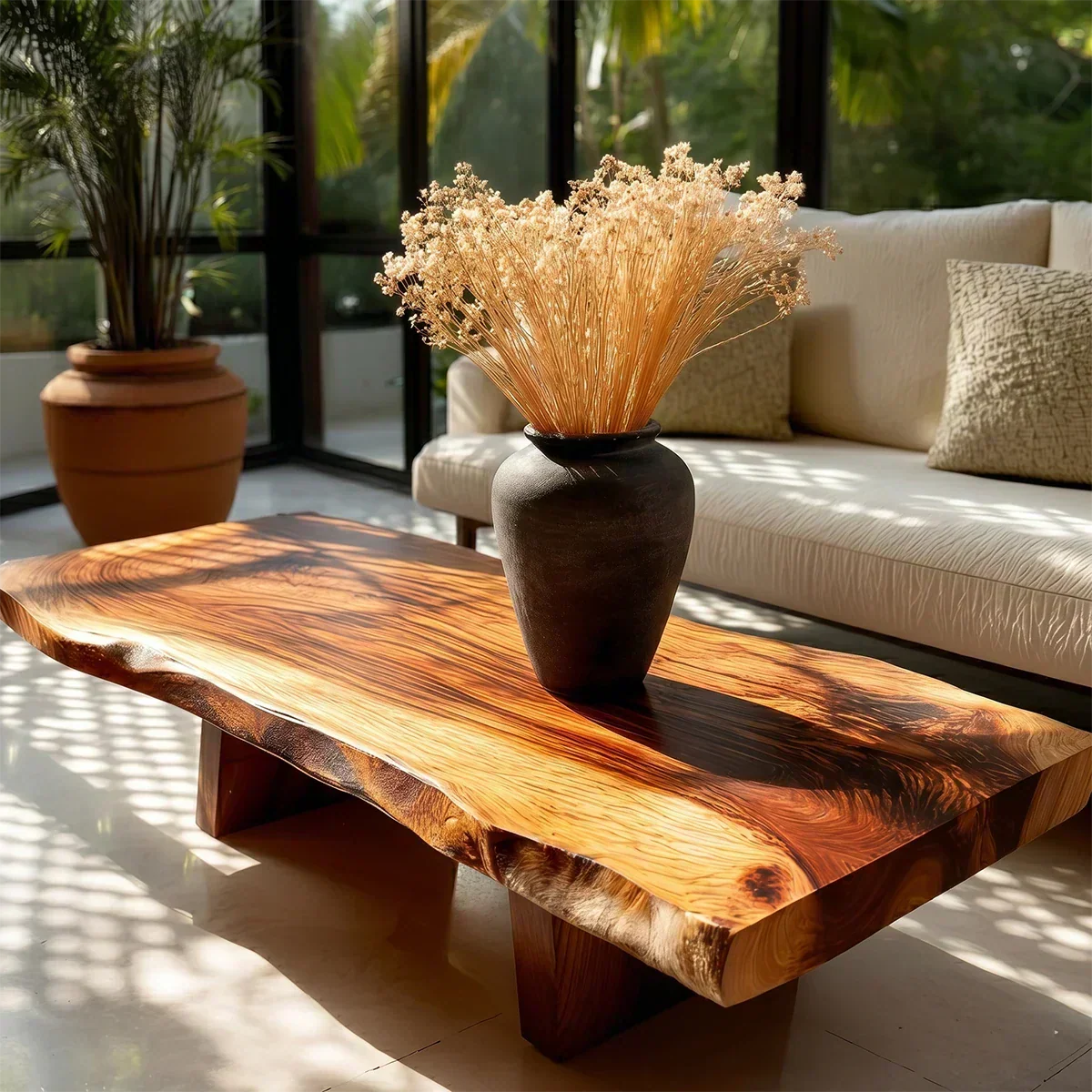 Live Edge Coffee Table in Natural Wood – Organic Center Table for Modern Living Room - Rustiracraft