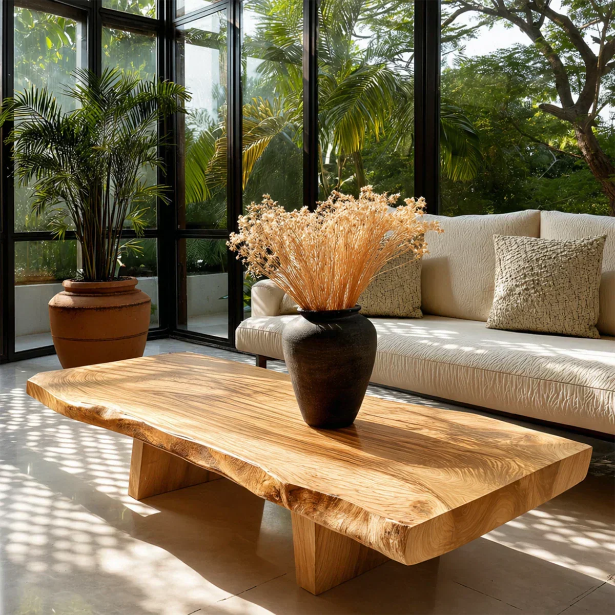 Live Edge Coffee Table in Natural Wood – Organic Center Table for Modern Living Room - Rustiracraft