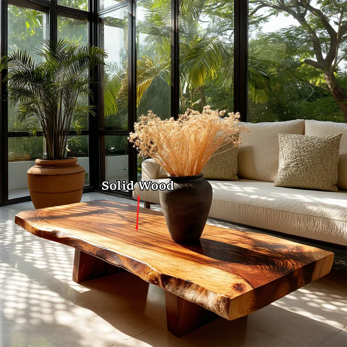 Live Edge Coffee Table in Natural Wood – Organic Center Table for Modern Living Room - Rustiracraft