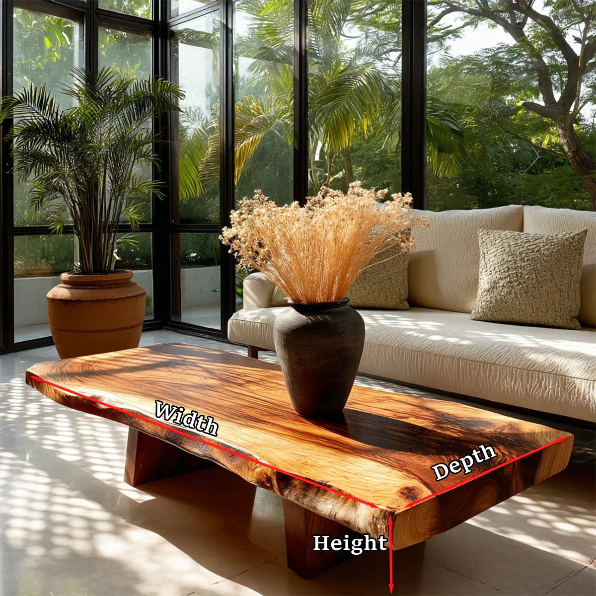 Live Edge Coffee Table in Natural Wood – Organic Center Table for Modern Living Room - Rustiracraft
