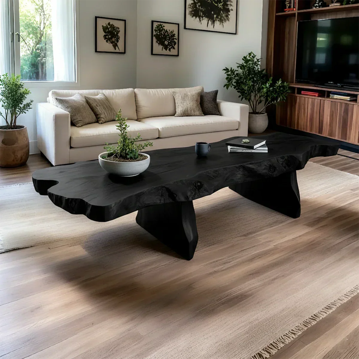Live-Edge Natural Solid Wood Coffee Table – Handcrafted Slab Design - Rustiracraft