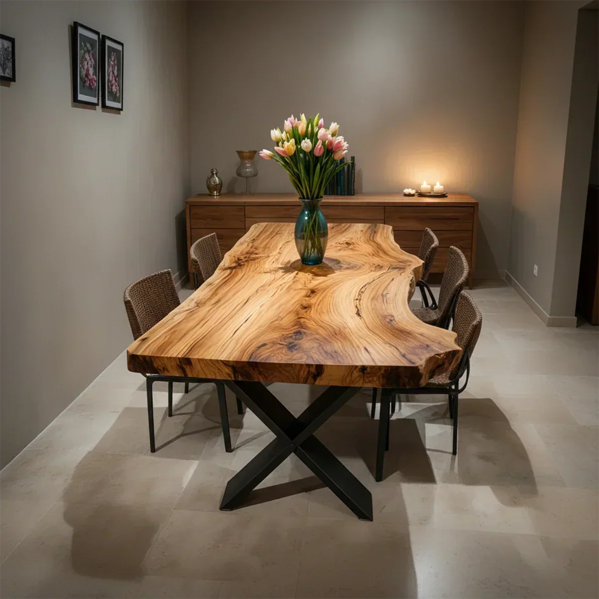 Live-Edge Natural Solid Wood Dining Table - Rustiracraft