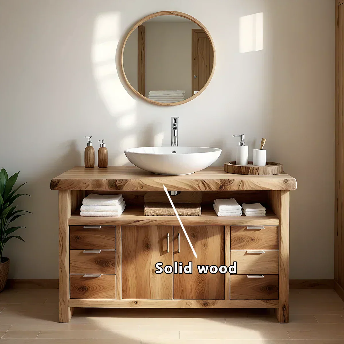 Live Edge Solid Wood Bathroom Vanity – Japandi Rustic Design - Rustiracraft 