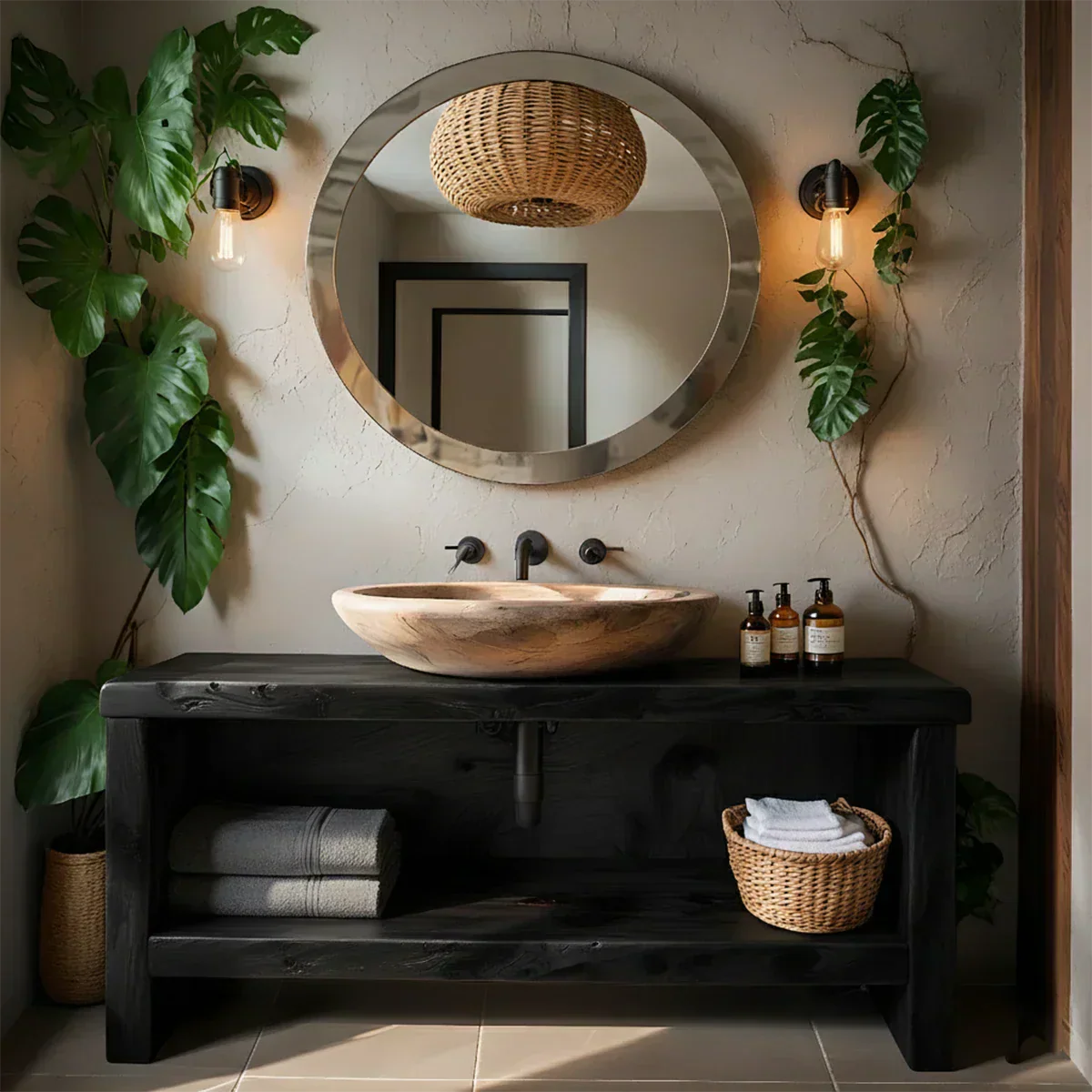 Live-Edge Solid Wood Bathroom Vanity - Rustiracraft 
