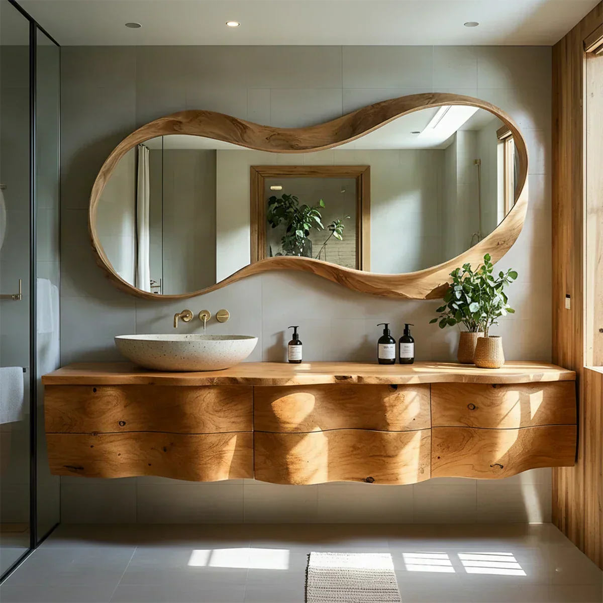 Live Edge Solid Wood Floating Vanity - Rustiracraft 