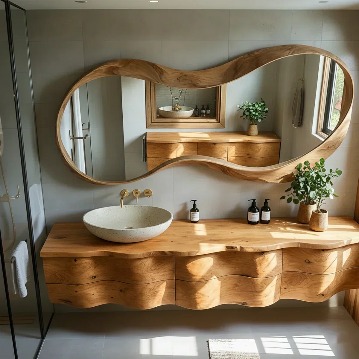 Live Edge Solid Wood Floating Vanity - Rustiracraft 