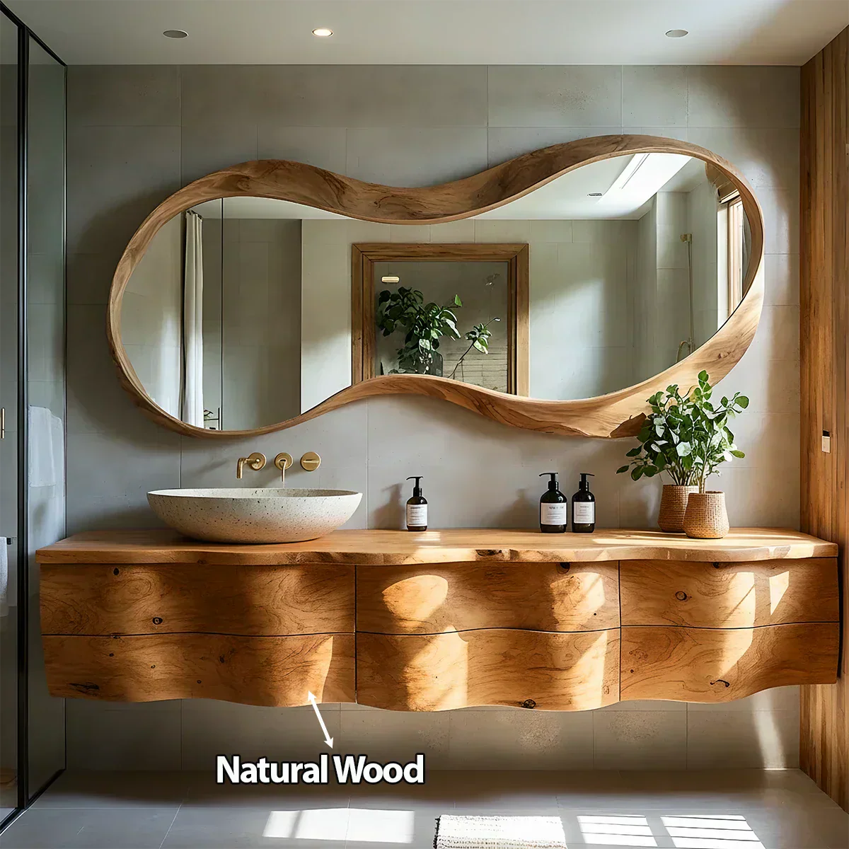 Live Edge Solid Wood Floating Vanity - Rustiracraft 