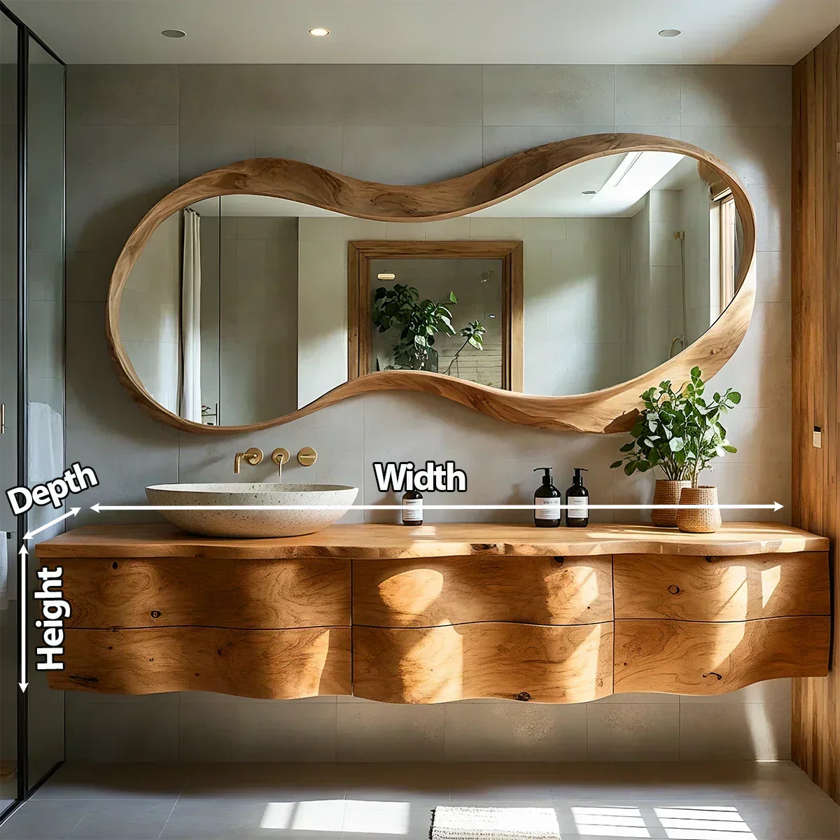 Live Edge Solid Wood Floating Vanity - Rustiracraft 