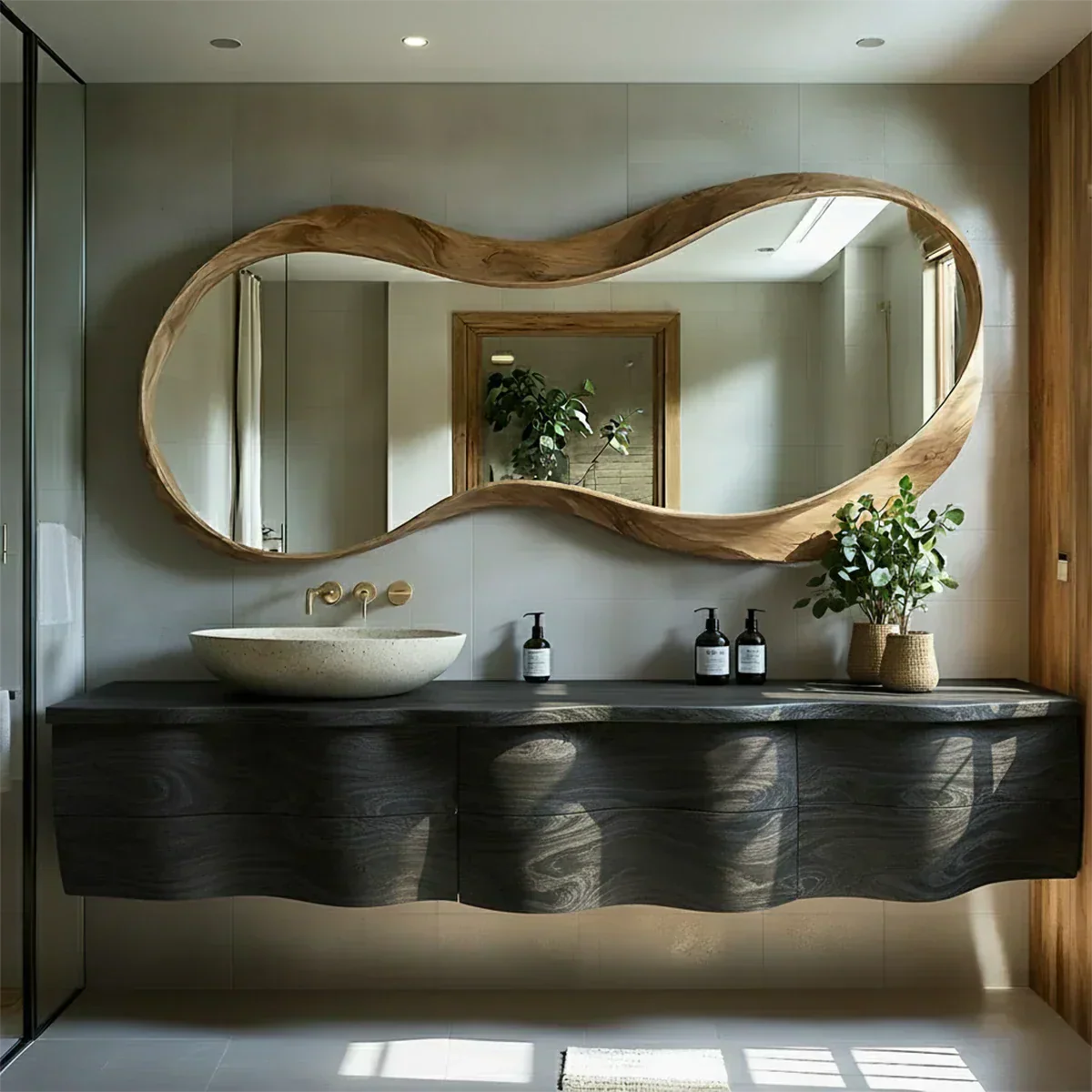 Live Edge Solid Wood Floating Vanity - Rustiracraft 