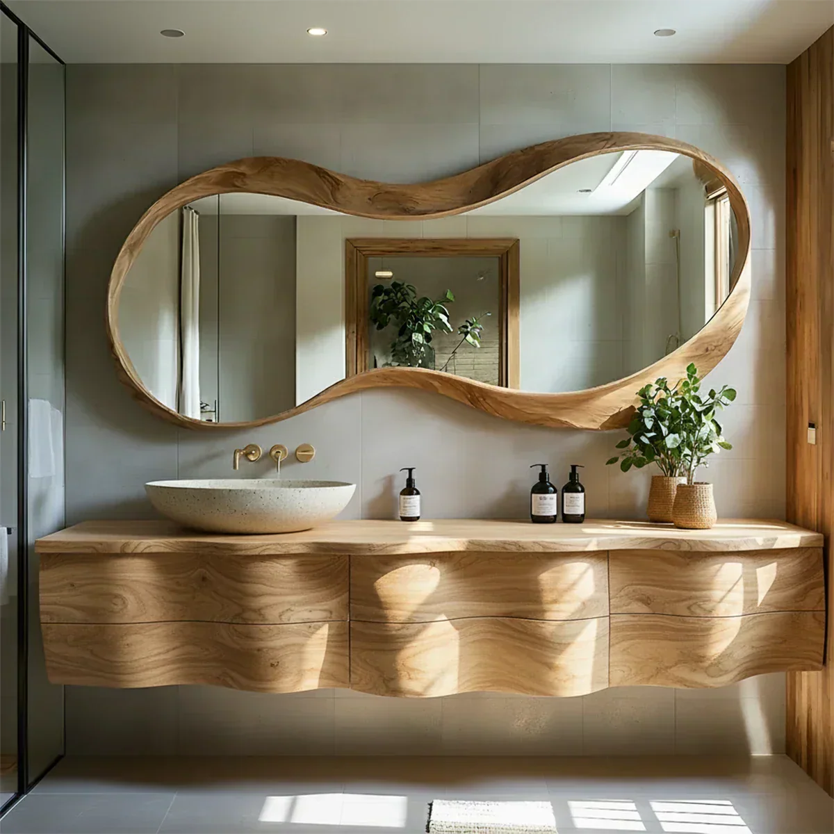 Live Edge Solid Wood Floating Vanity - Rustiracraft 