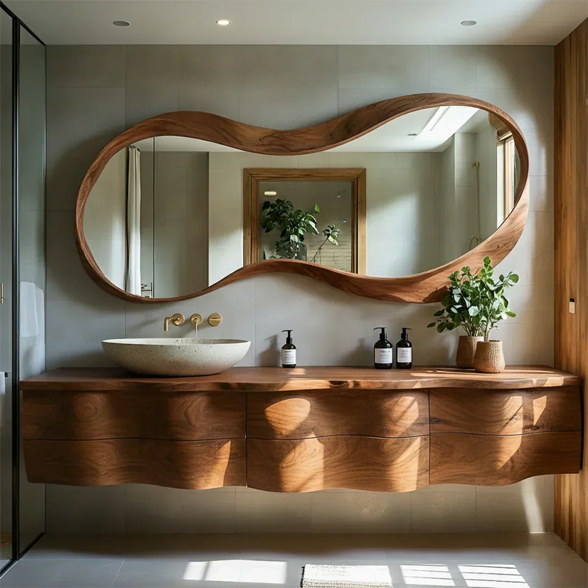 Live Edge Solid Wood Floating Vanity - Rustiracraft 