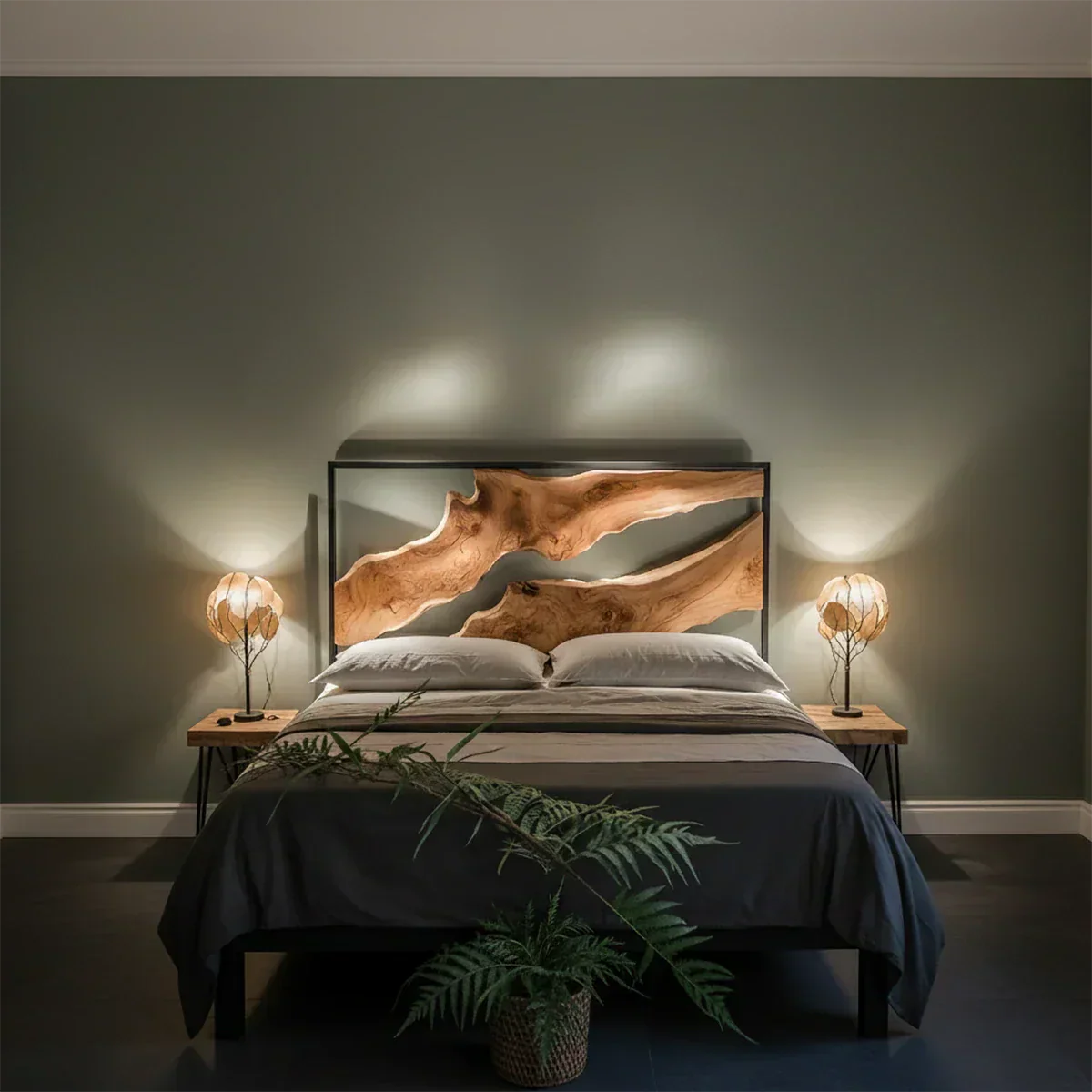 Live Edge Solid Wood Headboard – Sculptural Natural Form - Rustiracraft