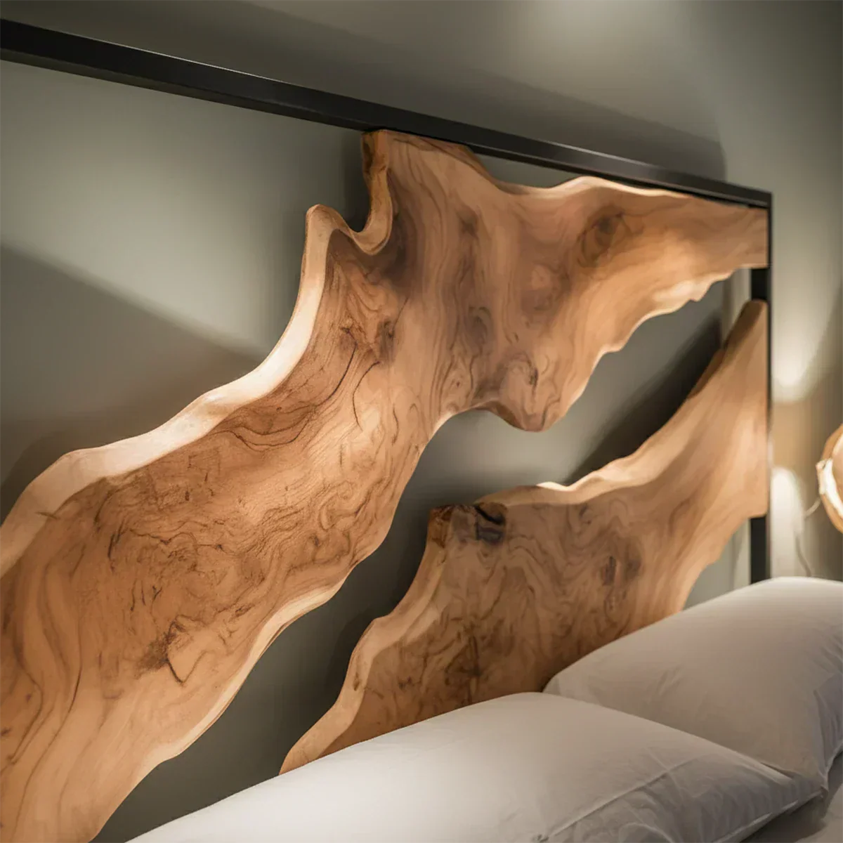 Live Edge Solid Wood Headboard – Sculptural Natural Form - Rustiracraft