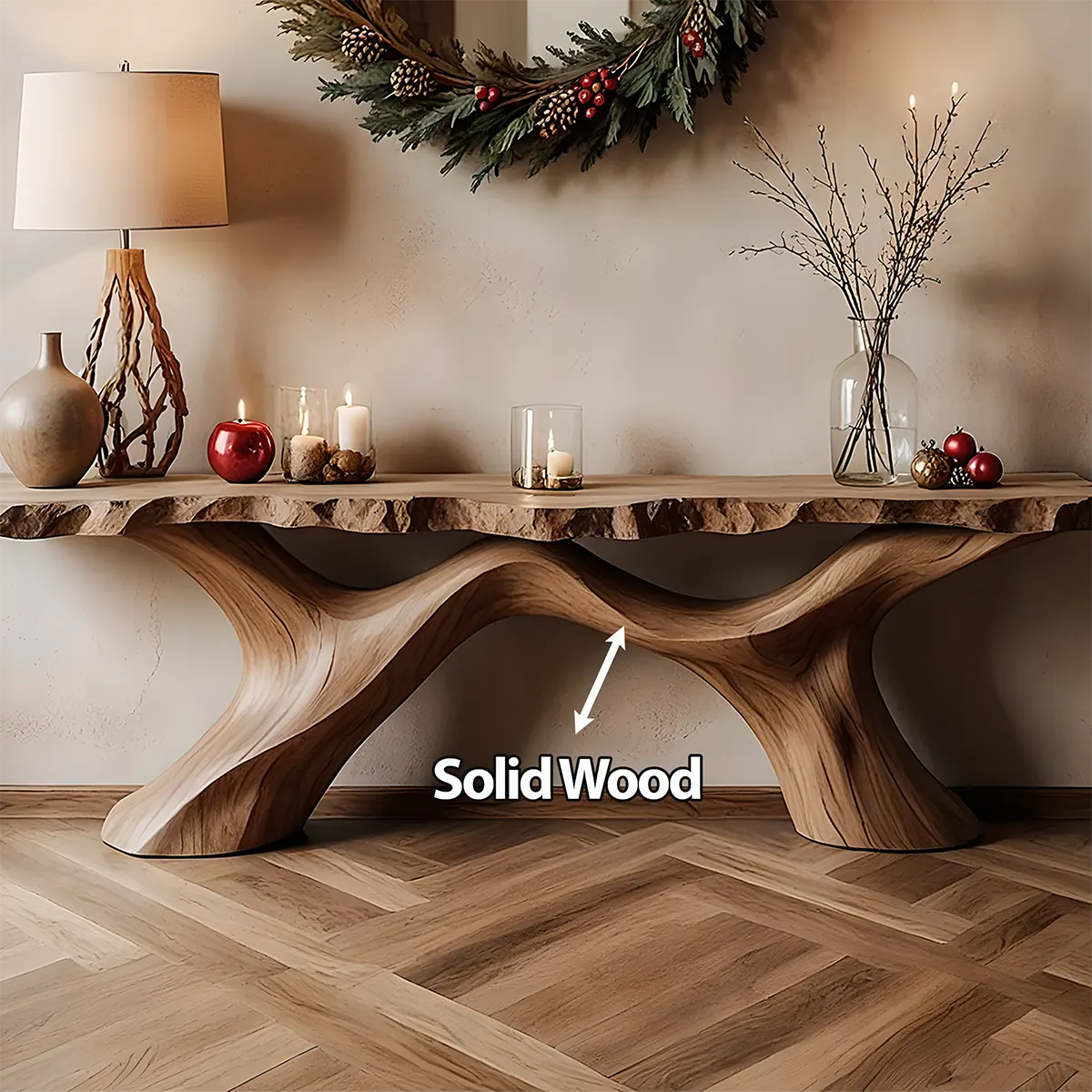 Live Edge Walnut Console Table – Handcrafted Wave Base - Rustiracraft 