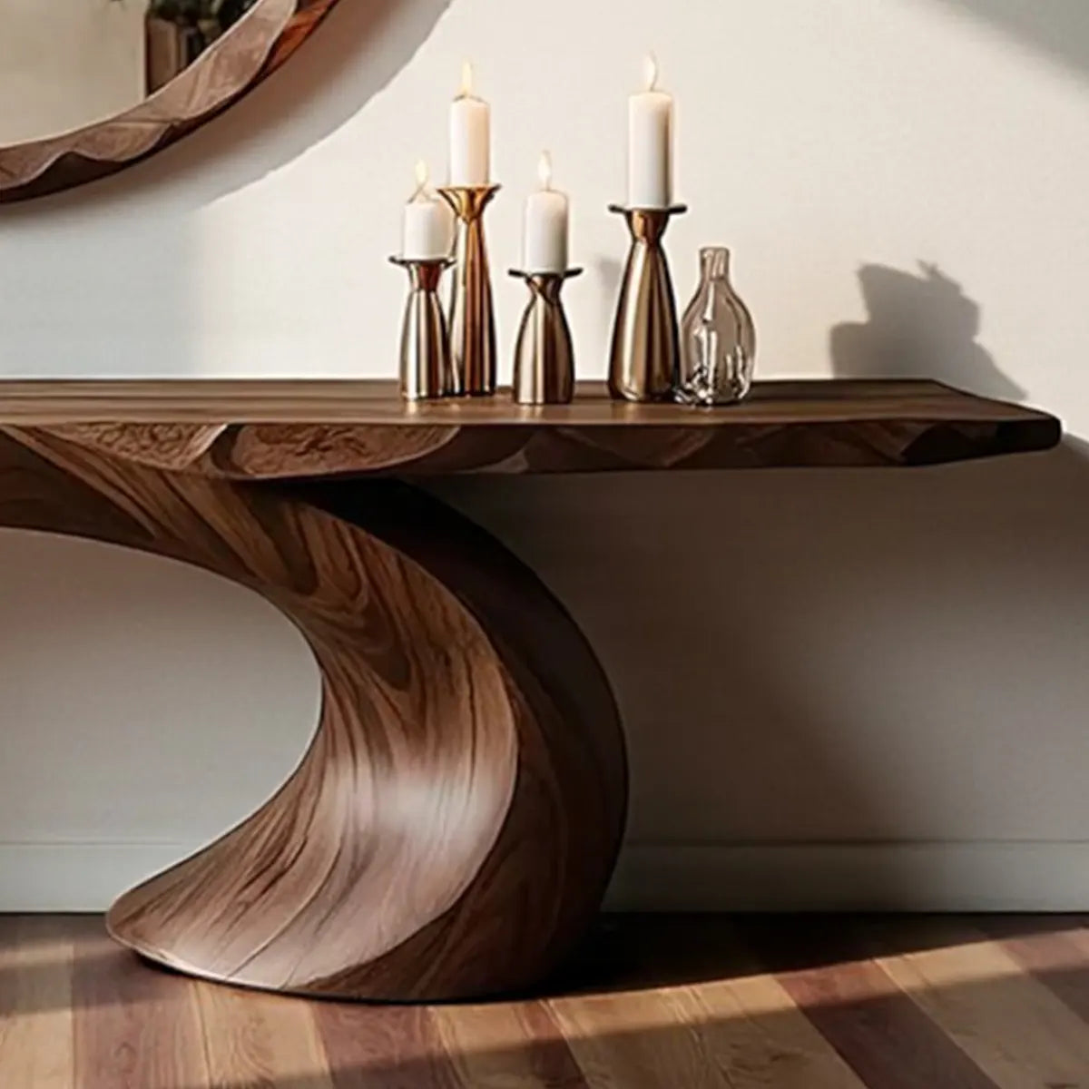 Loop Arc Walnut Console Table – Modern Handcrafted Design - Rustiracraft 