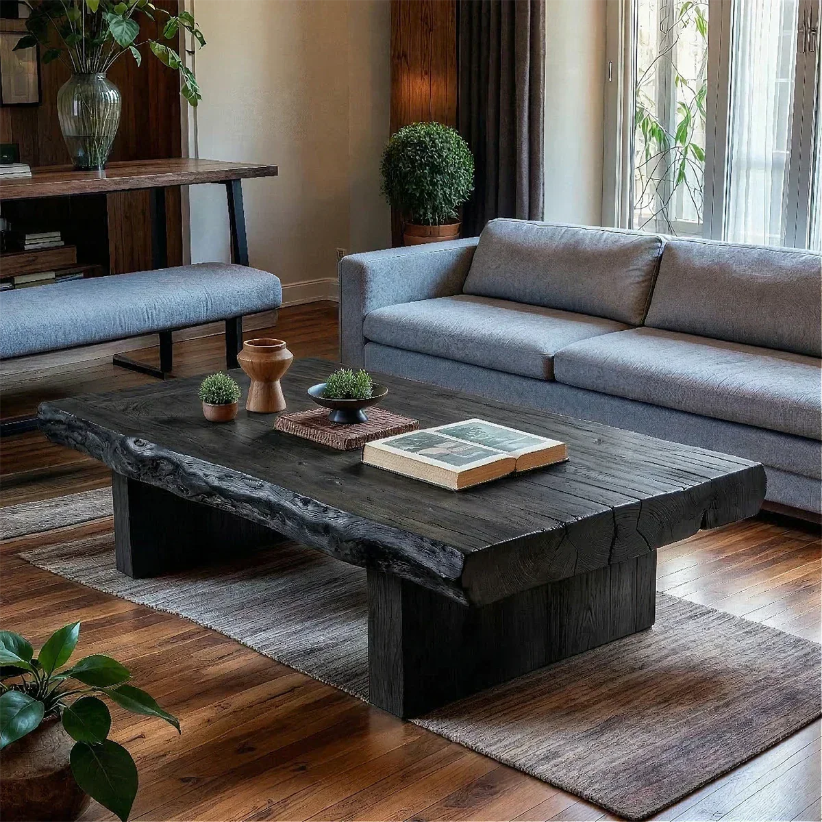 Minimalist Solid Wood Coffee Table – Natural Solid Wood Block Coffee Table - Rustiracraft 