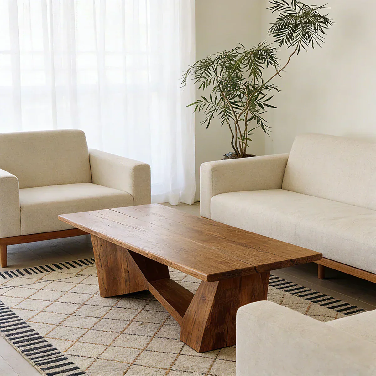 Minimalist Solid Wood Coffee Table – Natural Wood Slab Coffee Table - Rustiracraft 