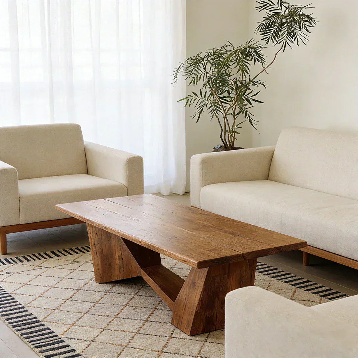 Minimalist Solid Wood Coffee Table – Natural Wood Slab Coffee Table - Rustiracraft