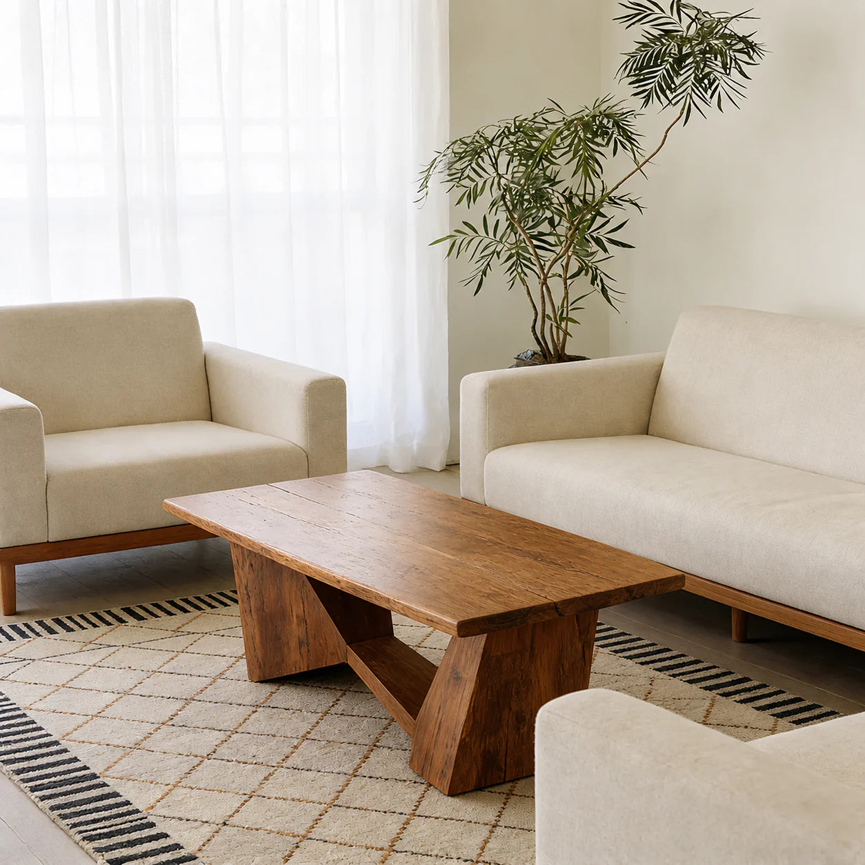 Minimalist Solid Wood Coffee Table – Natural Wood Slab Coffee Table - Rustiracraft